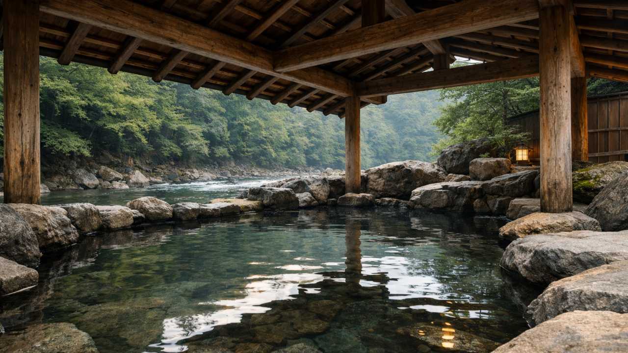 クアガーデン露天風呂：川沿いの露天風呂