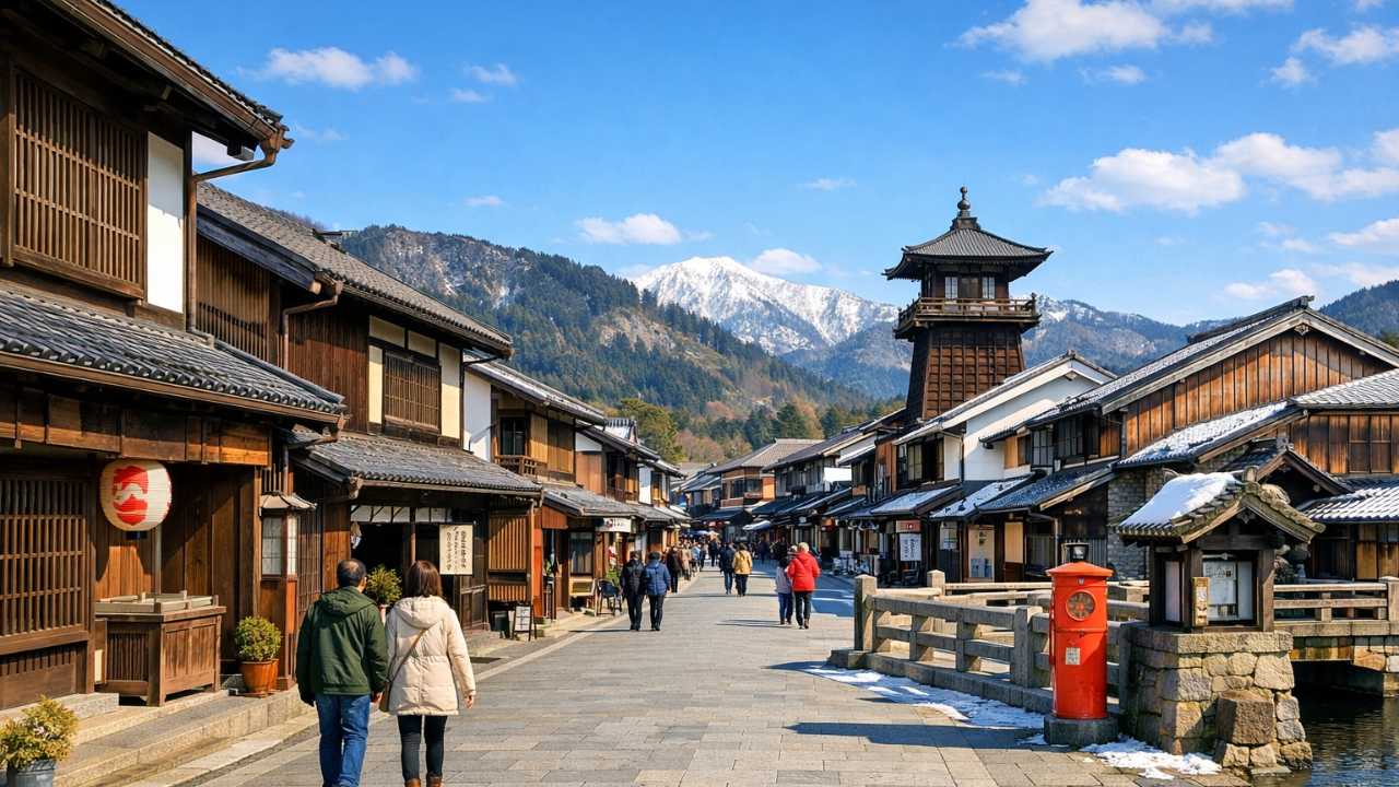 岐阜の美濃エリアの冬の街並み