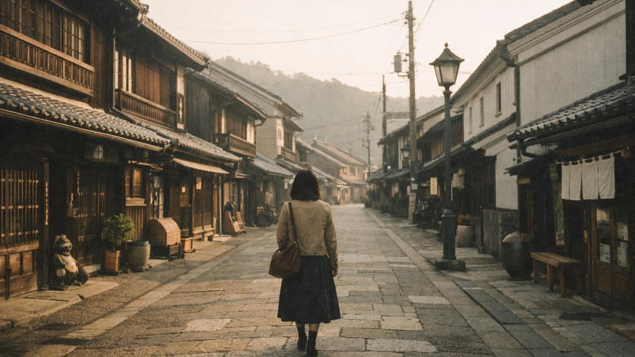 多治見本町オリベストリートのレトロな商家と蔵が並ぶ通り