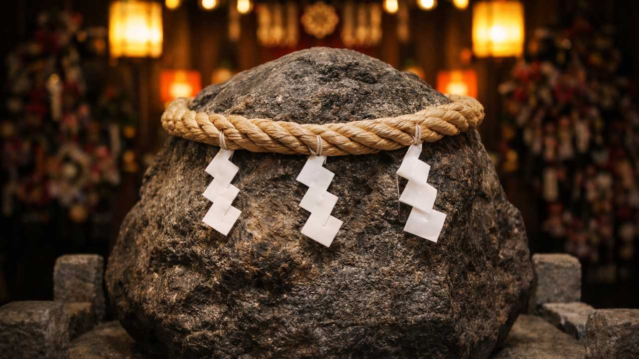 神社のご神体として祀られた石