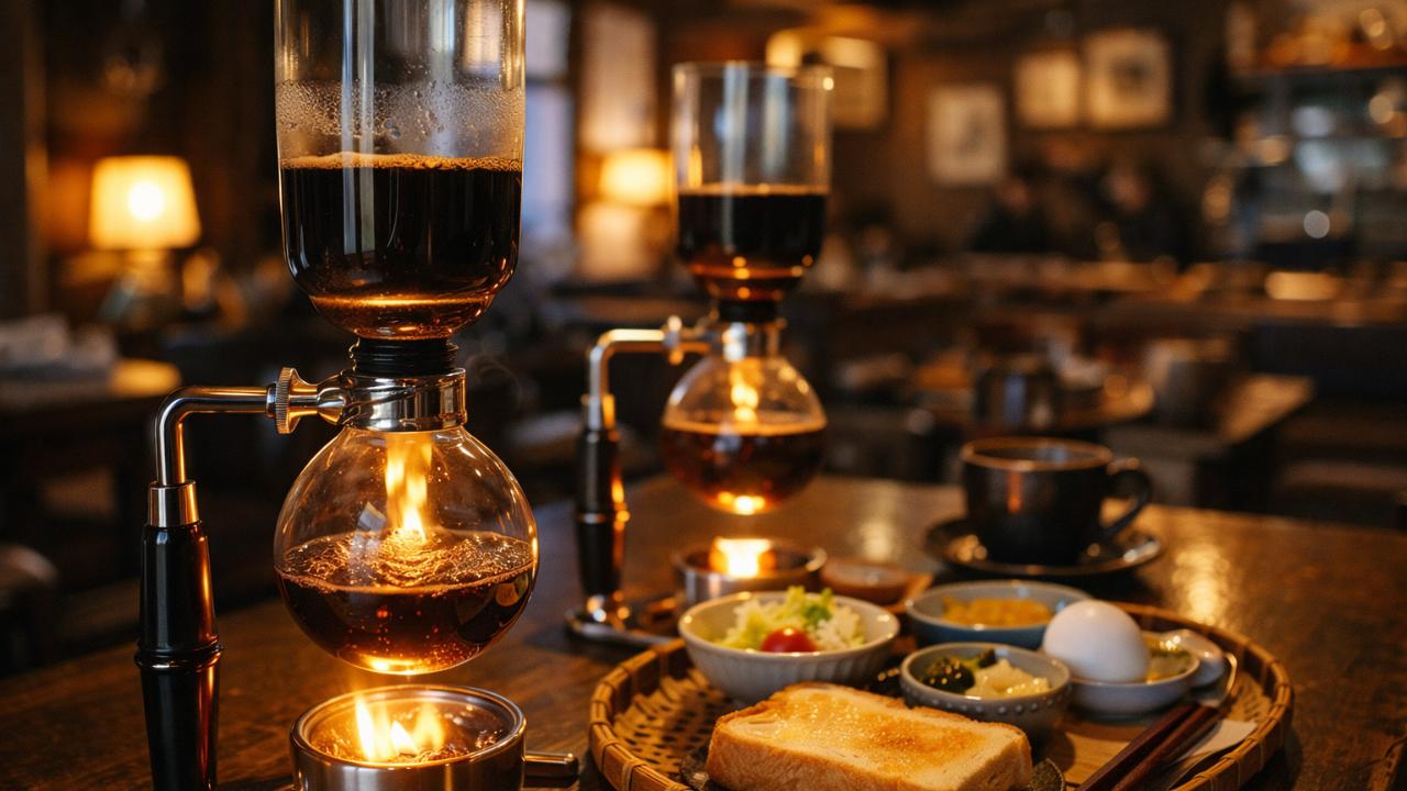 サイフォンコーヒーを抽出している様子