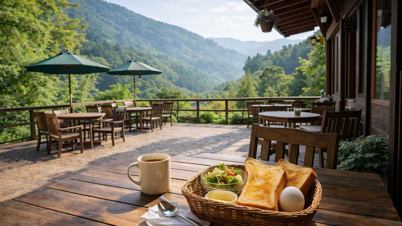 大垣 モーニング　パンカフェみわの自然に囲まれた朝カフェの雰囲気写真