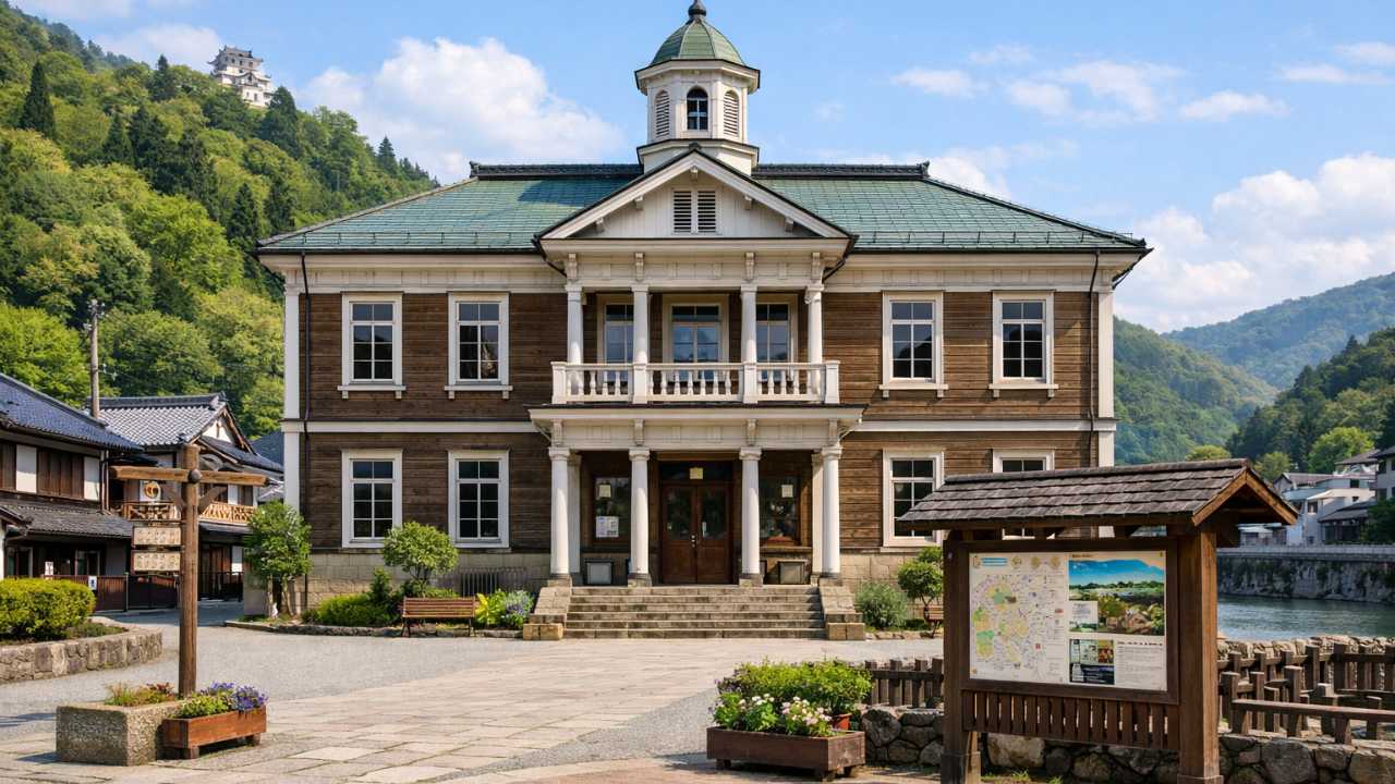 郡上八幡旧庁舎記念館のレトロな木造洋風建築