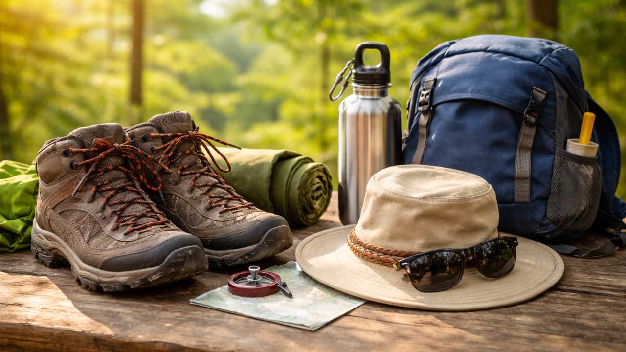 初心者向け低山登山の持ち物イメージ