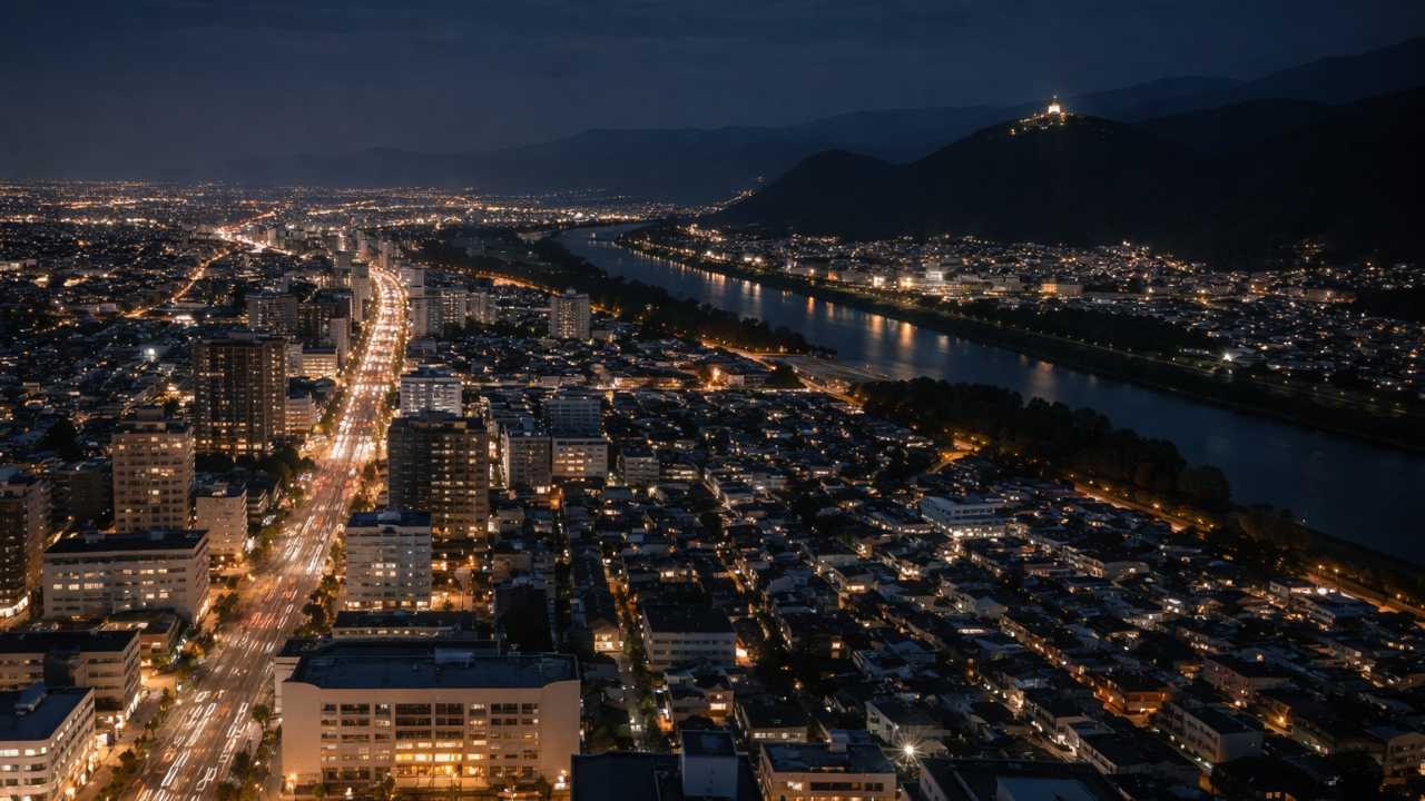 岐阜シティ・タワー43の展望室から見た岐阜市の夜景