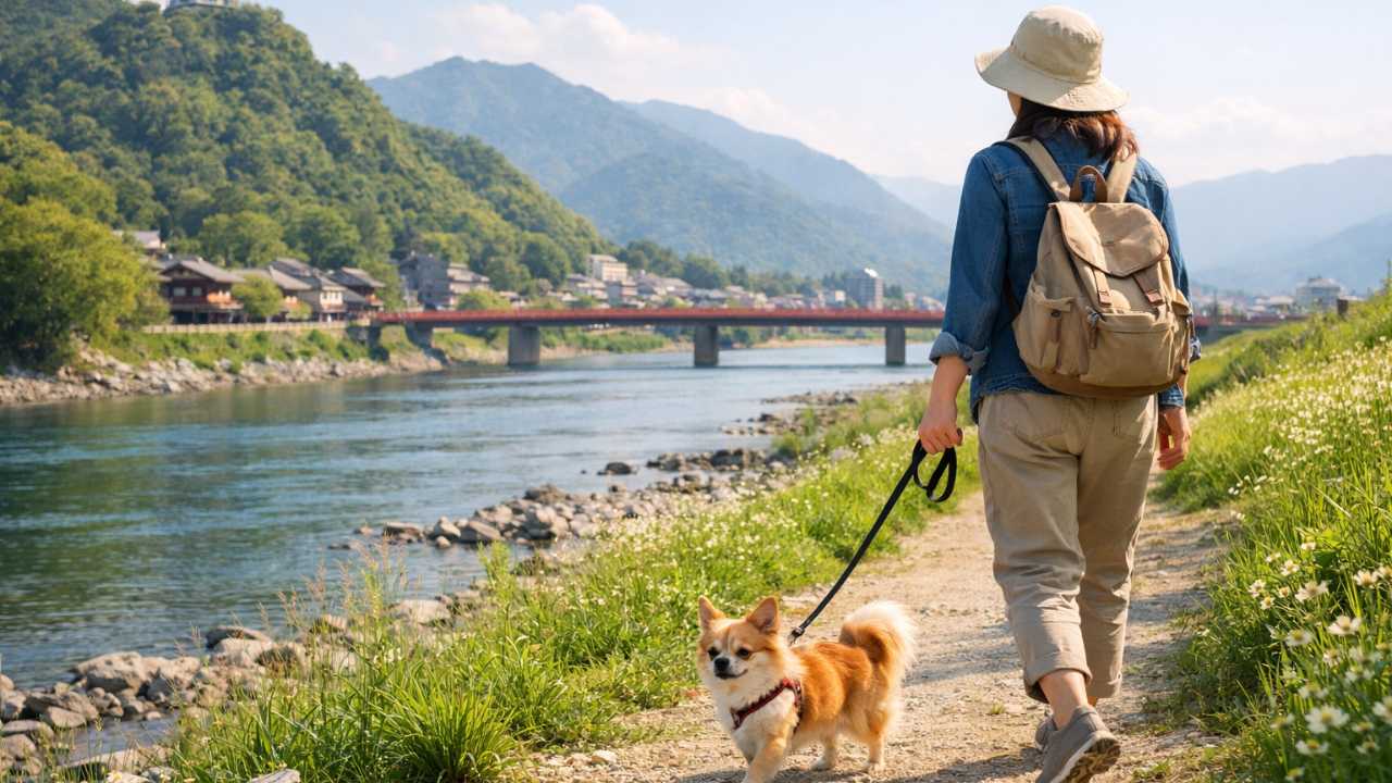 岐阜の犬連れ観光をテーマにしたブログ用アイキャッチ