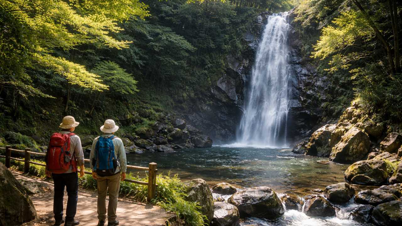 養老の滝を下山後に眺める爽やかな風景