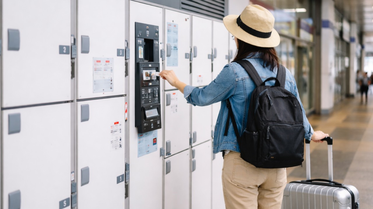 岐阜駅でコインロッカーを利用する人のイメージ