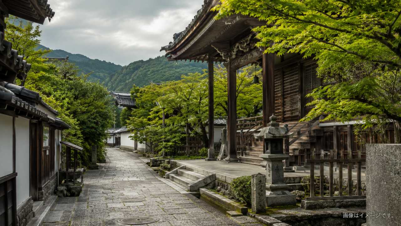 願興寺と門前町をイメージした歴史散策の風景
