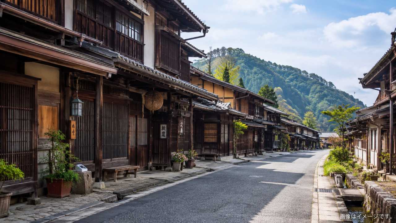 岐阜県御嵩町の中山道・御嶽宿をイメージしたブログ用アイキャッチ画像