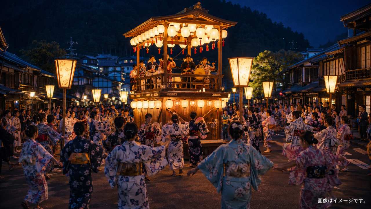 白鳥おどり2026の徹夜おどりをイメージした夏の夜景