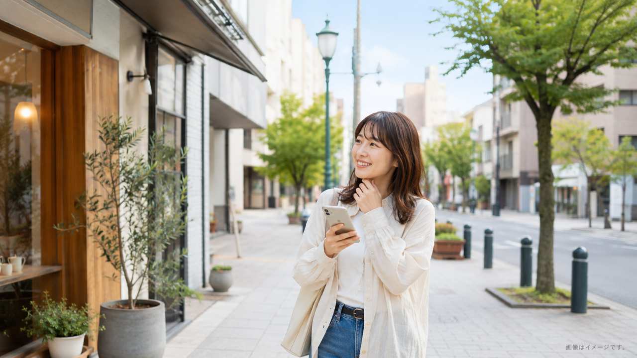 岐阜県多治見市の街並みを背景に、新しくオープンする飲食店やおでかけ施設への期待感を表現したブログ用アイキャッチ画像