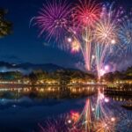 岐阜県各務原市のおがせ池をイメージした夏の夜の花火大会